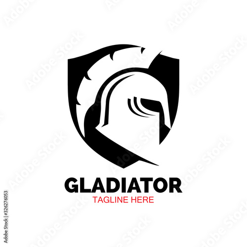 Gladiator mask , Spartan helmet logo template vector icon design
