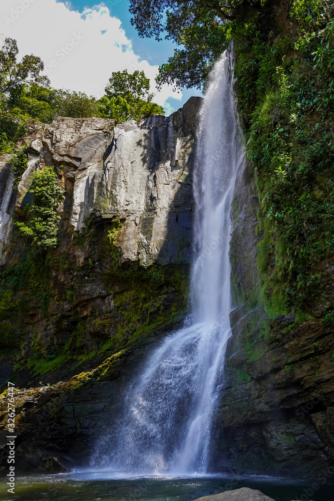 Beautiful aerial view of the Nauyaca Waterfall In Costa Rica