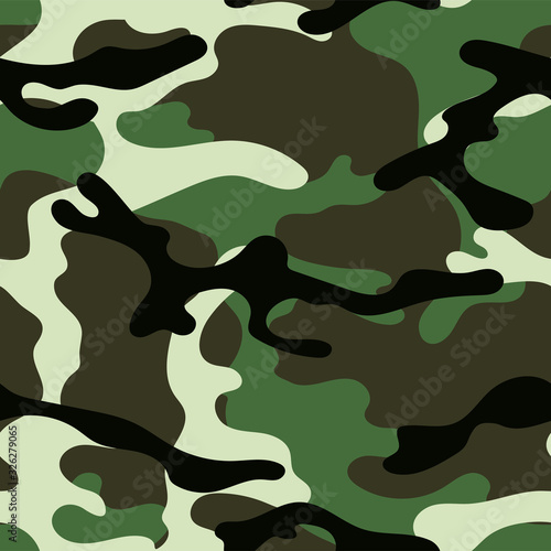Military camouflage seamless pattern. Khaki texture. Trendy background. Abstract color vector illustration. For design wallpaper, wrapping paper, fabric.
