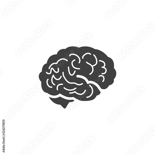 Fototapeta Naklejka Na Ścianę i Meble -  Human brain vector icon. filled flat sign for mobile concept and web design. Brain glyph icon. Intelligence symbol, logo illustration. Vector graphics