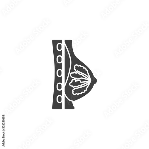 Mammary gland vector icon. filled flat sign for mobile concept and web design. Female breast anatomy glyph icon. Symbol, logo illustration. Vector graphics