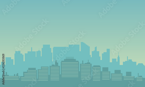 Silhouette of city building in the morning. Urban landscape