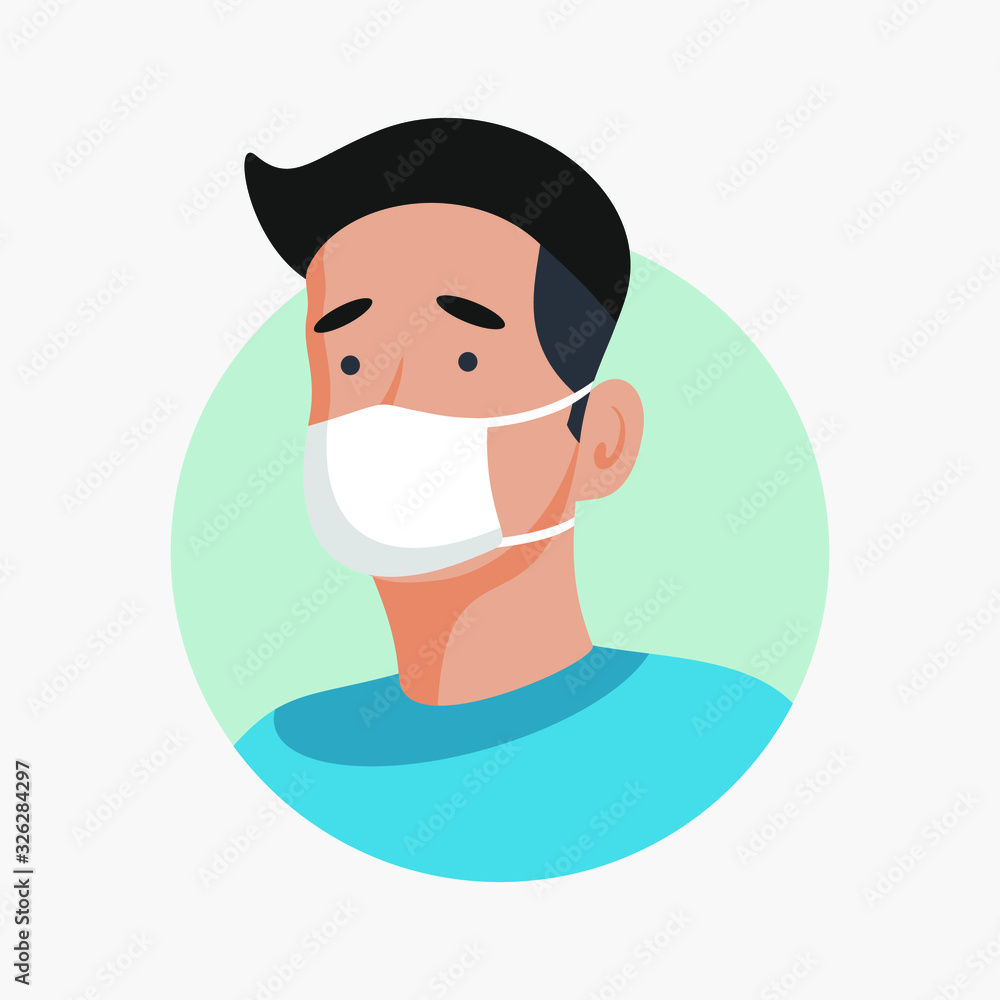 Coronavirus in China. Novel coronavirus (2019-nCoV), men in white medical face mask. The Chinese are in remedies. Concept of coronavirus quarantine. Vector illustration