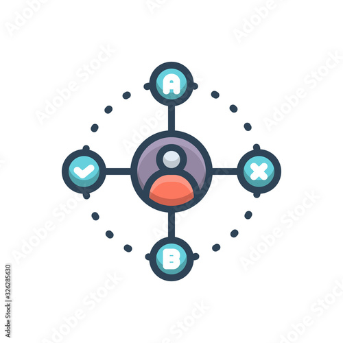 Color illustration icon for decision making 
