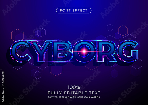 Futuristic Technology text effect. Editable font style