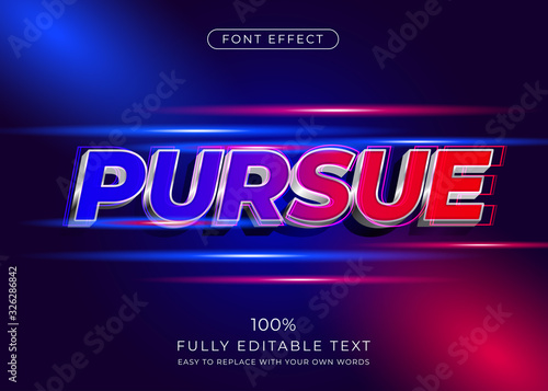 Modern 3d text effect with movement theme. Editable font style