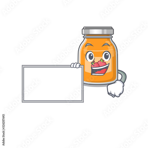 cartoon character of apple jam design concept bring a board