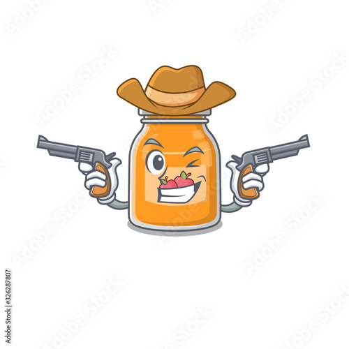 Apple jam Cowboy cartoon concept having guns