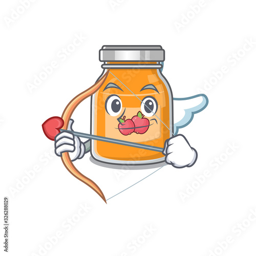 Sweet apple jam Cupid cartoon design with arrow and wings