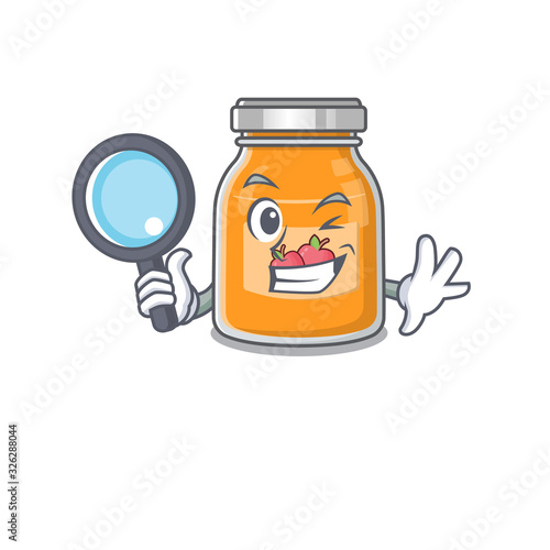Elegant and Smart apple jam Detective cartoon design concept