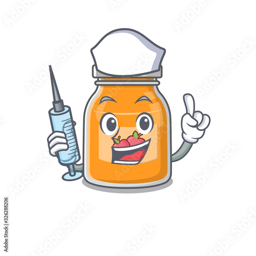 A apple jam hospitable Nurse character with a syringe
