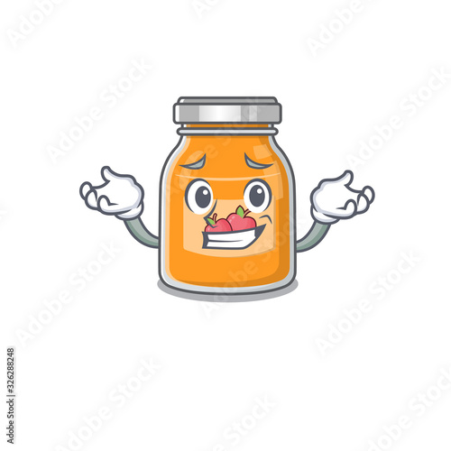 cute Grinning apple jam mascot cartoon style