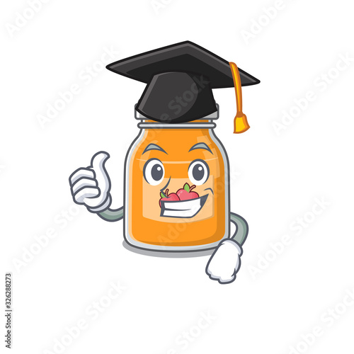 happy and proud of apple jam wearing a black Graduation hat