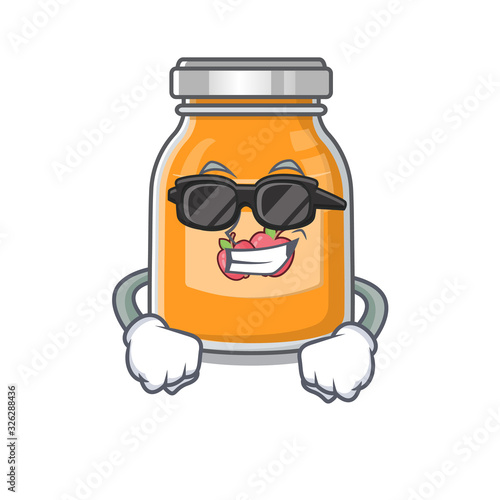 Super cool apple jam character wearing black glasses