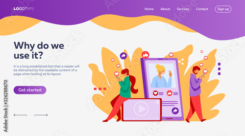 Social media popularity. Users giving likes to picture, post, profile flat vector illustration. Network, internet, blogging concept for banner, website design or landing web page