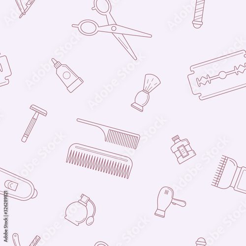 Barbershop - Vector background (seamless pattern) of beauty salon for graphic design