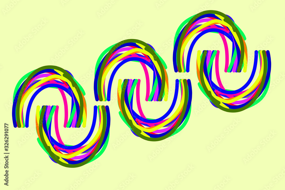 hand-drawn twisted multi-colored lines. rainbow curves. vector