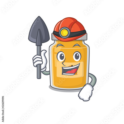 Cool clever Miner appricot cartoon character design photo