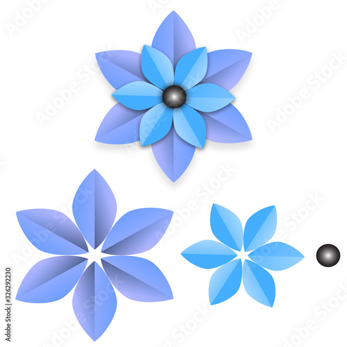 Flowers paper cut and composition isolated on white background of pastel color  vector or illustration
