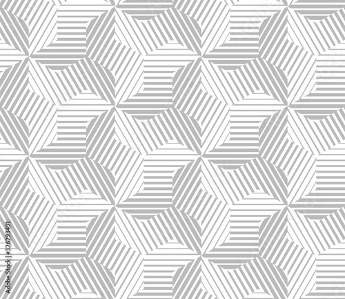 Abstract geometric pattern with stripes, lines. Seamless vector background. White and grey ornament. Simple lattice graphic design.
