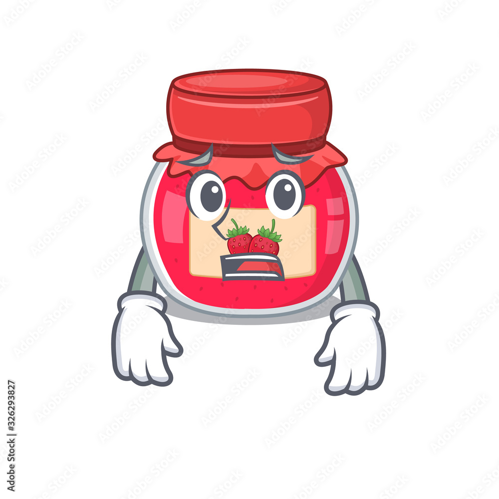 A picture of strawberry jam having an afraid face