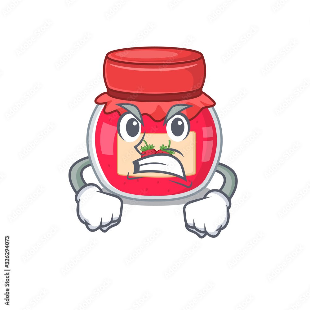 Strawberry jam cartoon character style having angry face
