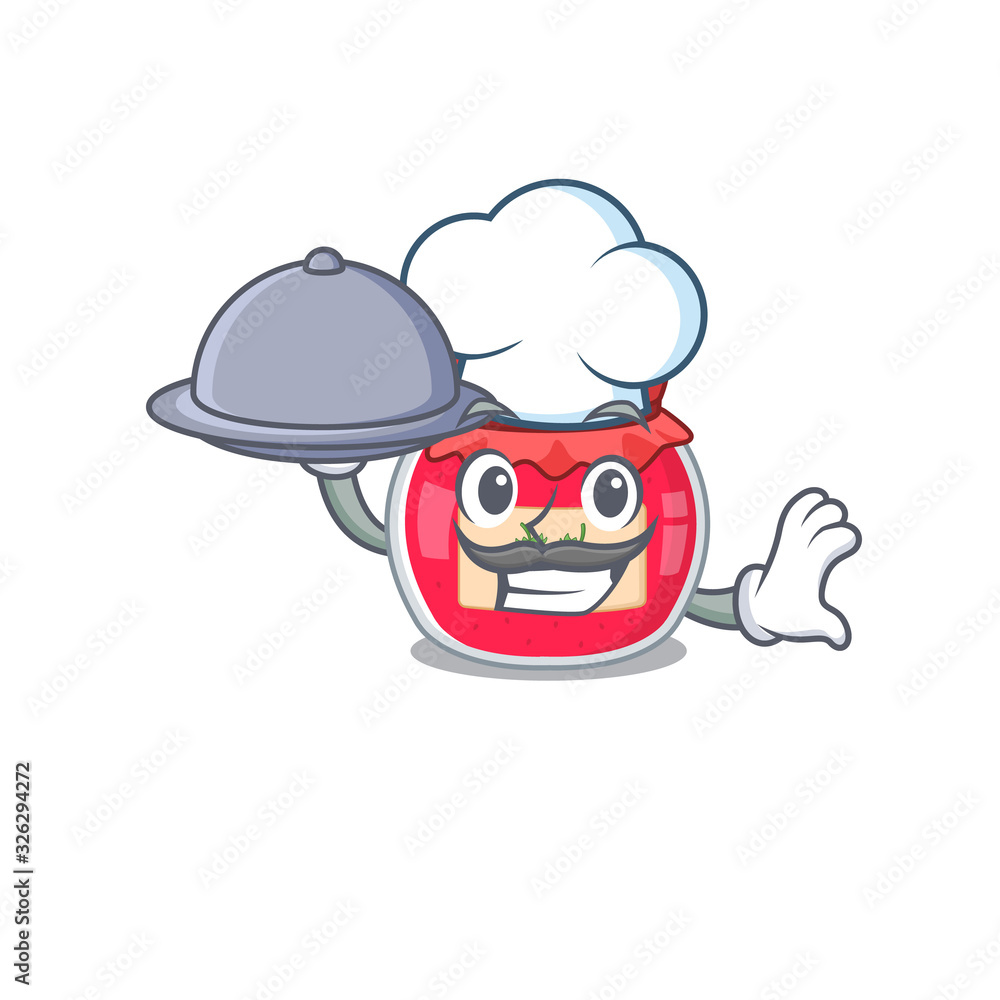 A picture of strawberry jam as a Chef serving food on tray A picture of strawberry jam as a Chef serving food on tray