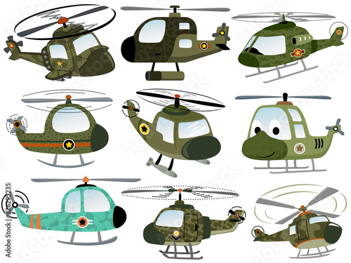 set of military helicopter cartoon
