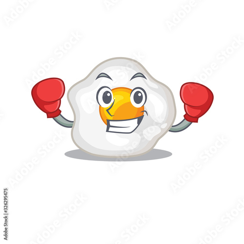 mascot character style of Sporty Boxing fried egg