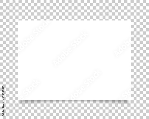 Vector paper format A4 size with realistic shadow. White blank page isolated on background. Mock up template.