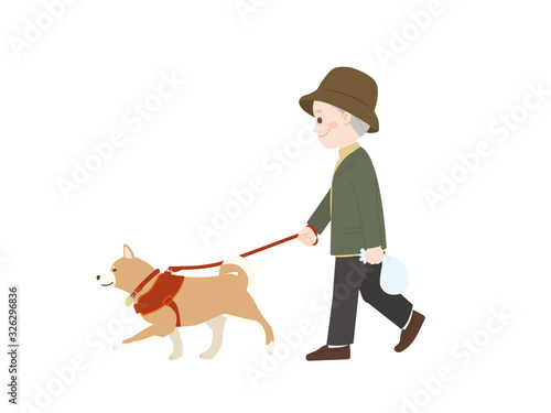 犬の散歩 おじいさん