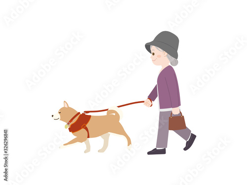犬の散歩 おばあさん