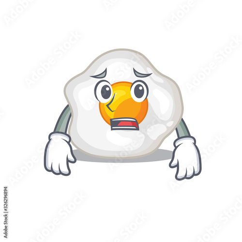 A picture of fried egg having an afraid face