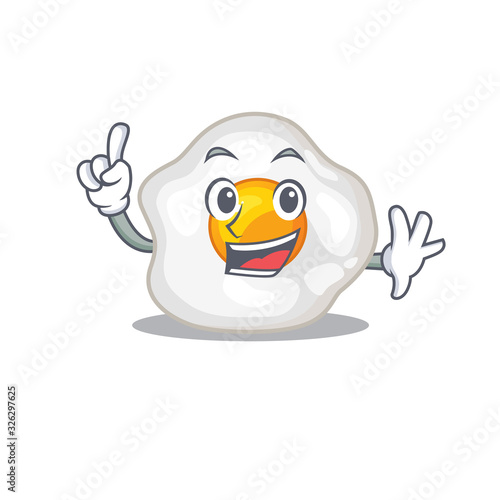 mascot cartoon concept fried egg in One Finger gesture