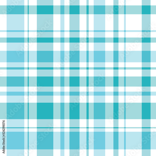 Seamless pattern in fine light blue and white colors for plaid, fabric, textile, clothes, tablecloth and other things. Vector image.