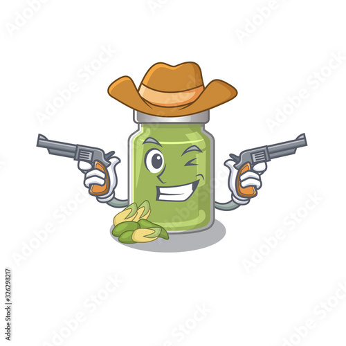 Pistachio butter Cowboy cartoon concept having guns