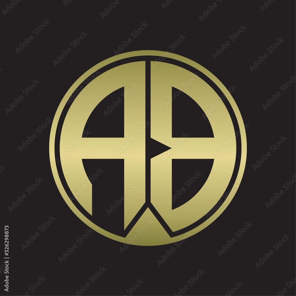 AB Logo monogram circle with piece ribbon style on gold colors AB Logo monogram circle with piece ribbon style on gold colors