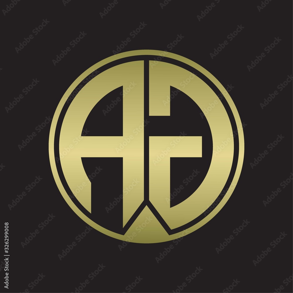 AG Logo monogram circle with piece ribbon style on gold colors AG Logo monogram circle with piece ribbon style on gold colors
