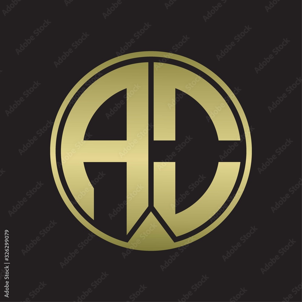AO Logo monogram circle with piece ribbon style on gold colors AO Logo monogram circle with piece ribbon style on gold colors
