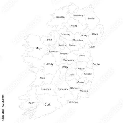 Ireland map with name labels. Perfect for business concepts  backgrounds  backdrop  poster  sticker  banner  label  chart and wallpaper.