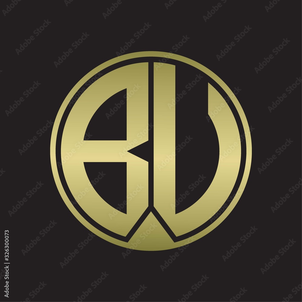 BU Logo monogram circle with piece ribbon style on gold colors BU Logo monogram circle with piece ribbon style on gold colors