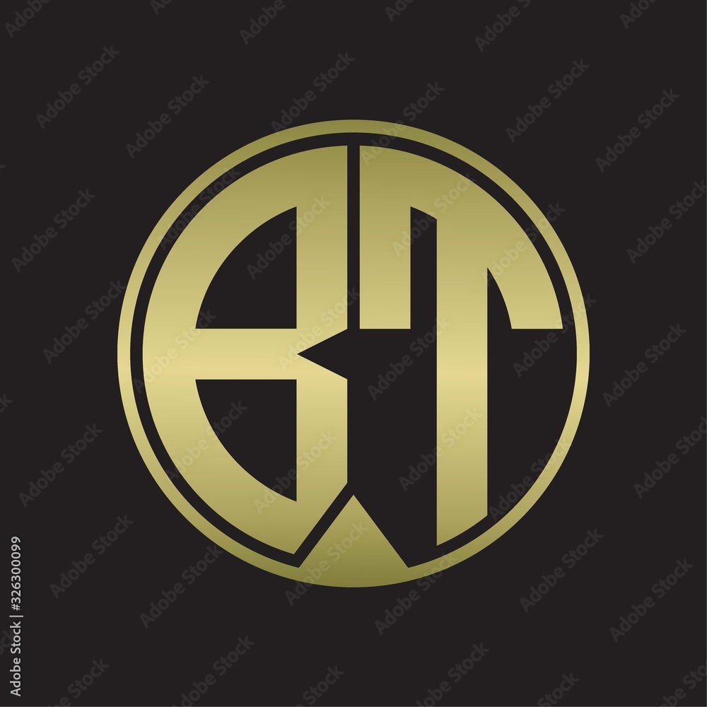 BT Logo monogram circle with piece ribbon style on gold colors BT Logo monogram circle with piece ribbon style on gold colors