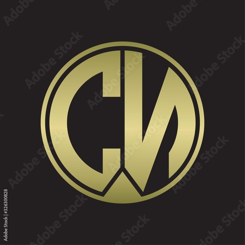 CN Logo monogram circle with piece ribbon style on gold colors