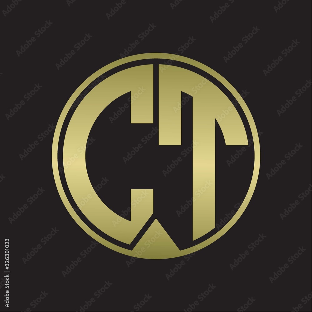 CT Logo monogram circle with piece ribbon style on gold colors CT Logo monogram circle with piece ribbon style on gold colors
