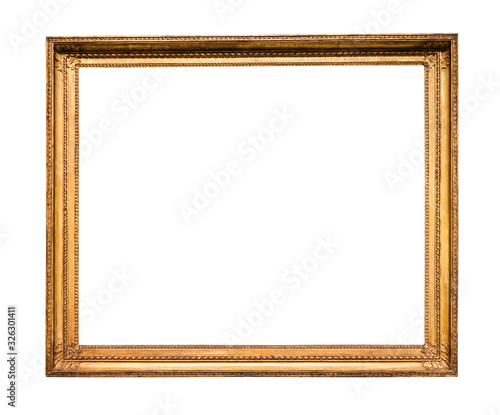 horizontal vintage wooden picture frame isolated