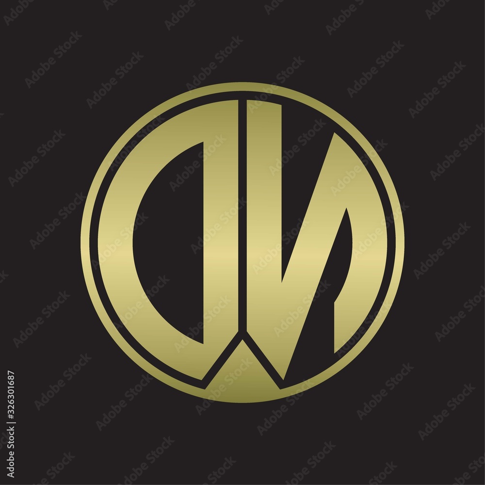DN Logo monogram circle with piece ribbon style on gold colors DN Logo monogram circle with piece ribbon style on gold colors