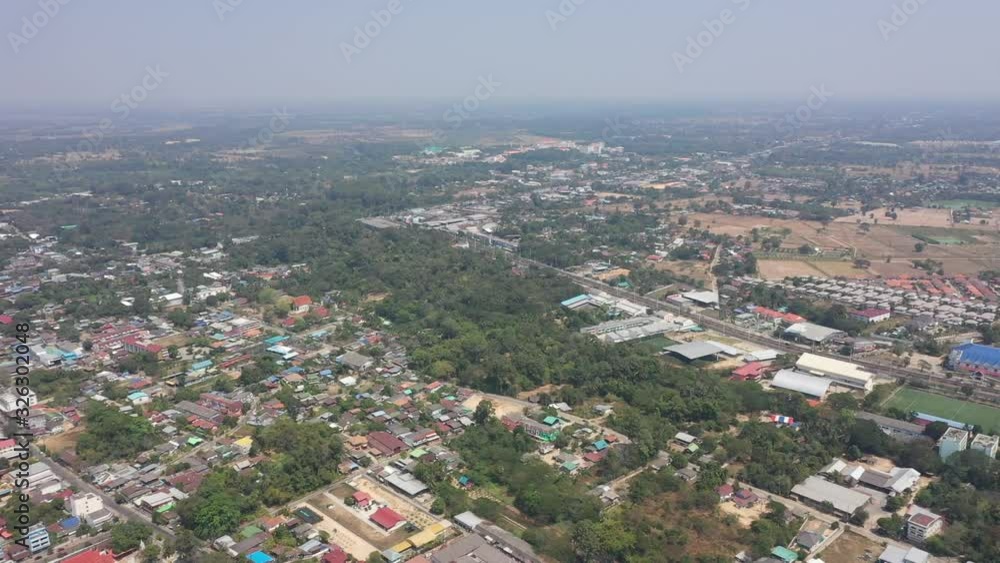 Aerial view of Mueang Sisaket District Sisaket Province, Thailand Aerial view of Mueang Sisaket District Sisaket Province, Thailand