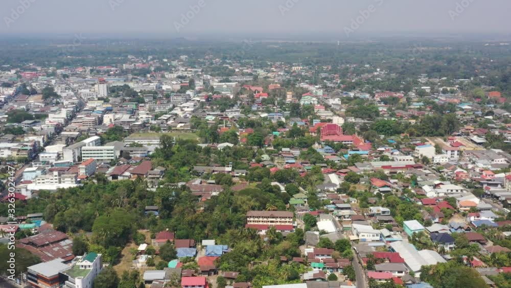 Aerial view of Mueang Sisaket District Sisaket Province, Thailand Aerial view of Mueang Sisaket District Sisaket Province, Thailand