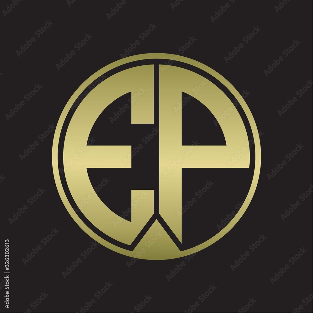 EP Logo monogram circle with piece ribbon style on gold colors EP Logo monogram circle with piece ribbon style on gold colors
