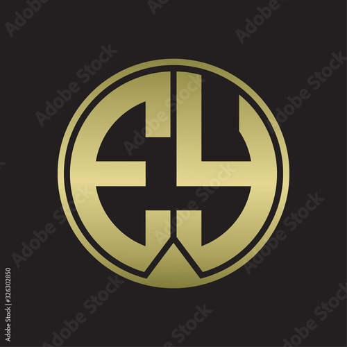 Free Download EY Logo monogram circle with piece ribbon style on gold colors - GFXLoad